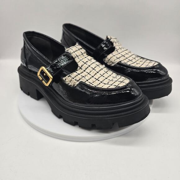 Circus by Sam Edelman Shoes - Circus NY by Sam Edelman Payson Lug-Sole Mary Jane Loafers Black & White SZ 10